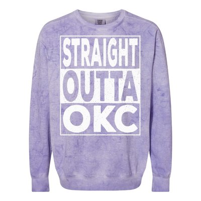 Straight Outta Okc Oklahoma City Colorblast Crewneck Sweatshirt