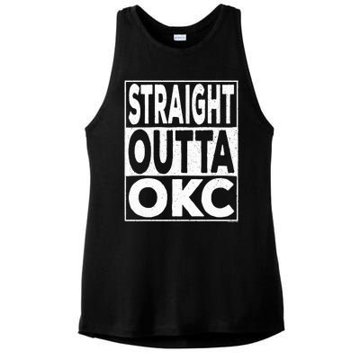 Straight Outta Okc Oklahoma City Ladies PosiCharge Tri-Blend Wicking Tank