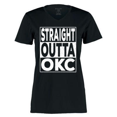 Straight Outta Okc Oklahoma City Women's Momentum V-Neck T-Shirt