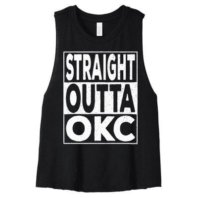 Straight Outta Okc Oklahoma City Women's Racerback Cropped Tank