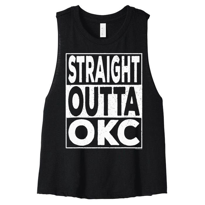 Straight Outta Okc Oklahoma City Women's Racerback Cropped Tank