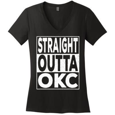 Straight Outta Okc Oklahoma City Women's V-Neck T-Shirt