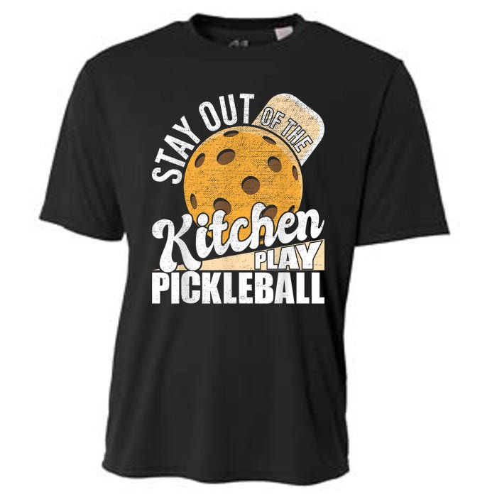 Stay Out Of The Kitchen Play Pickleball Paddleball Lover Cooling Performance Crew T-Shirt