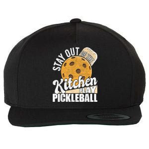 Stay Out Of The Kitchen Play Pickleball Paddleball Lover Wool Snapback Cap