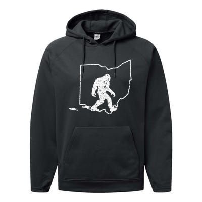 State Of Ohio Vintage Pride Bigfoot Hunter Performance Fleece Hoodie