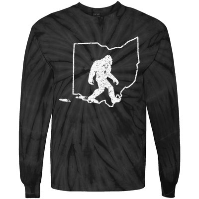 State Of Ohio Vintage Pride Bigfoot Hunter Tie-Dye Long Sleeve Shirt