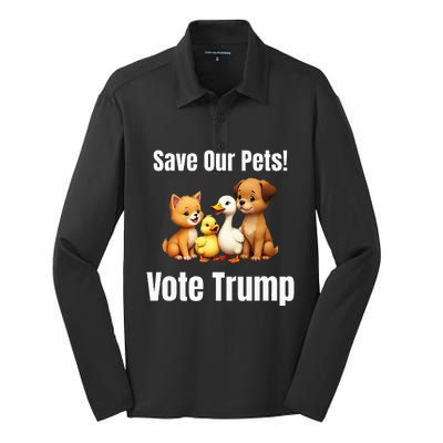 Save Our Pets Vote Trump Political Silk Touch Performance Long Sleeve Polo