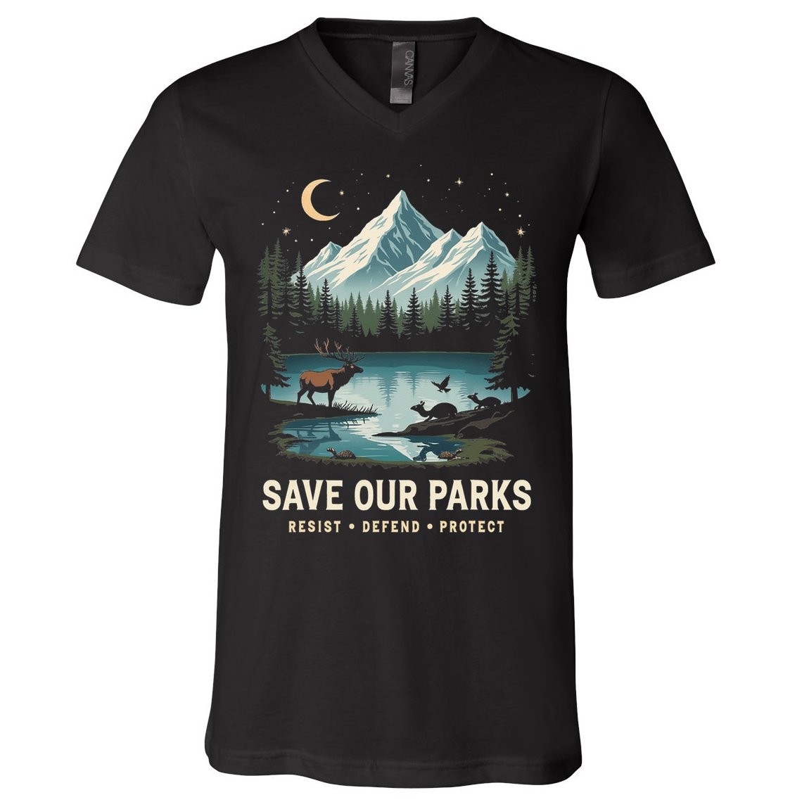 Save Our Parks Resist National Park Protect ALT US Wildlife V-Neck T-Shirt