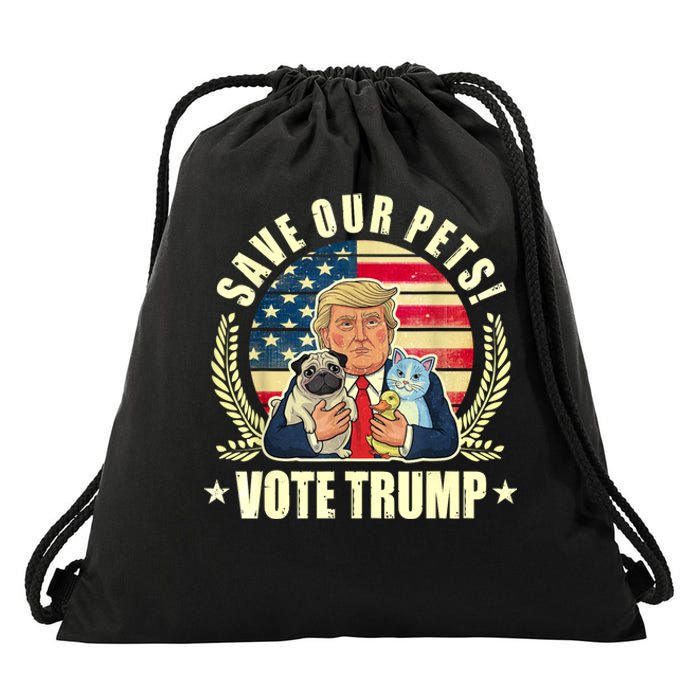 Save Our Pets Vote For Trump 2024 Trump Vance 2024 Election Drawstring Bag