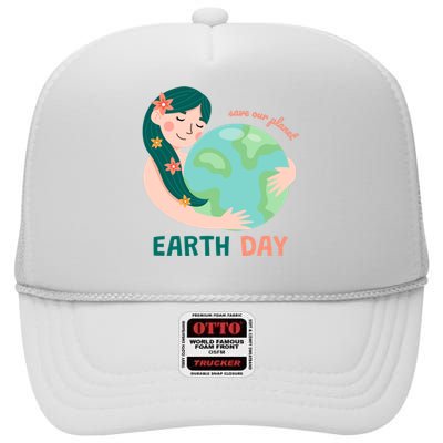 Save Our Planet Mother Earth Cute High Crown Mesh Back Trucker Hat