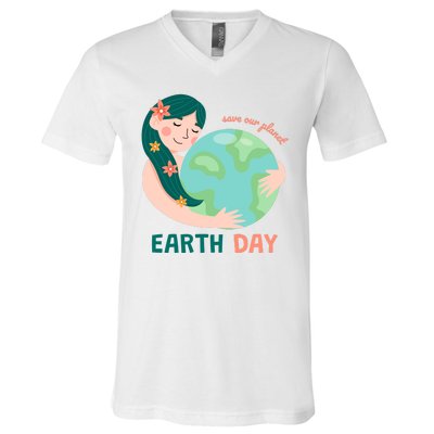 Save Our Planet Mother Earth Cute V-Neck T-Shirt