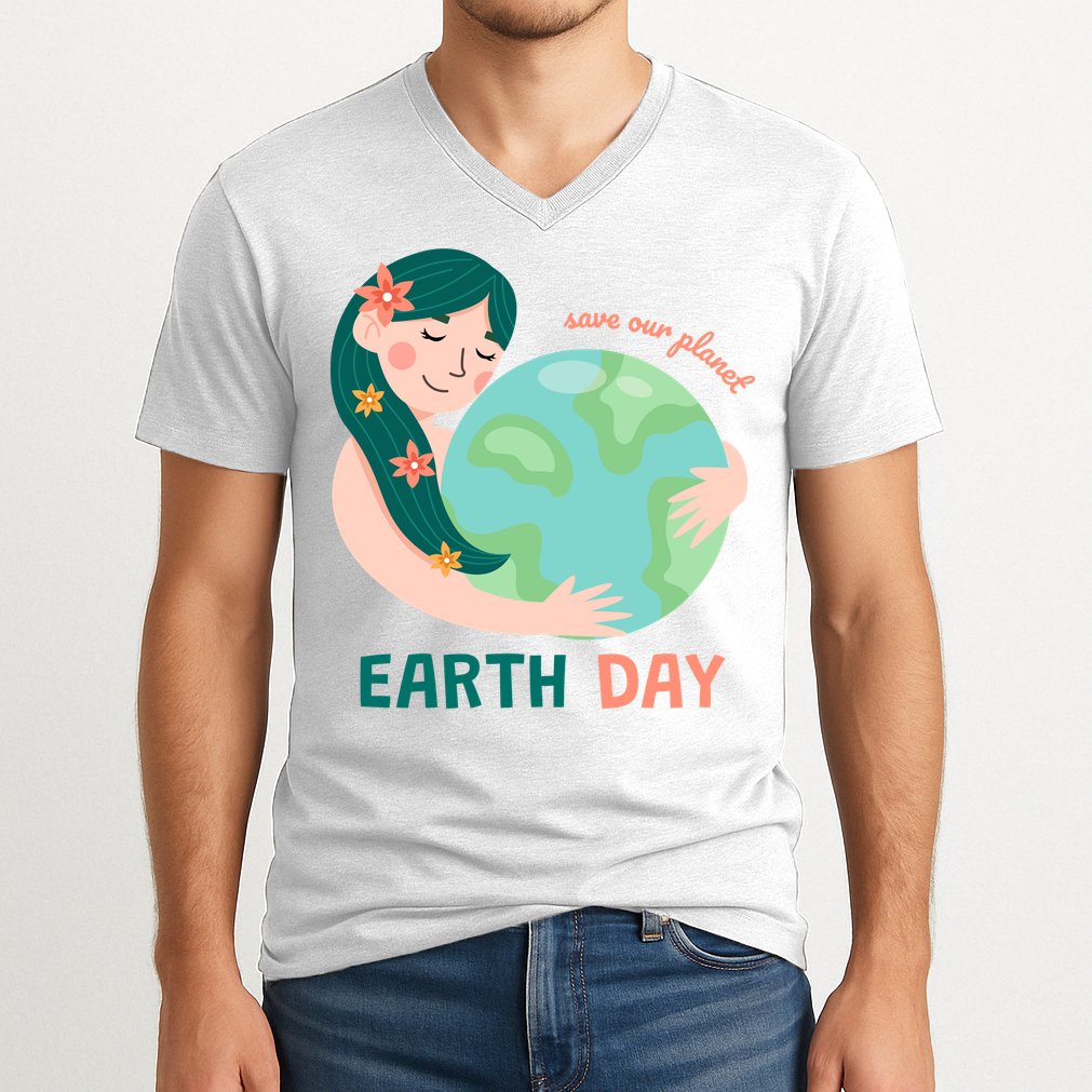 Save Our Planet Mother Earth Cute V-Neck T-Shirt