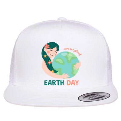 Save Our Planet Mother Earth Cute Flat Bill Trucker Hat