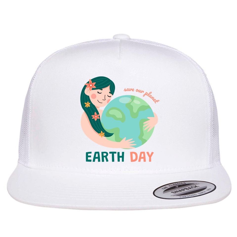 Save Our Planet Mother Earth Cute Flat Bill Trucker Hat