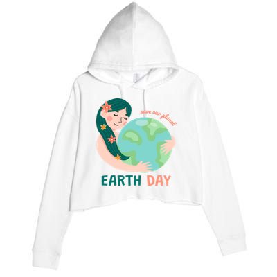 Save Our Planet Mother Earth Cute Crop Fleece Hoodie