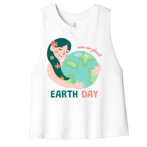 Save Our Planet Mother Earth Cute Women's Racerback Cropped Tank