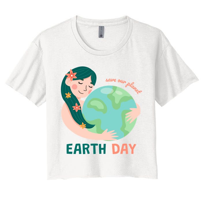 Save Our Planet Mother Earth Cute Women's Crop Top Tee