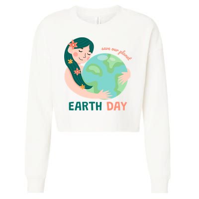 Save Our Planet Mother Earth Cute Cropped Pullover Crew