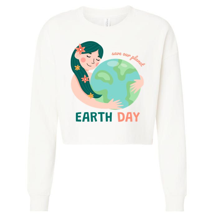 Save Our Planet Mother Earth Cute Cropped Pullover Crew