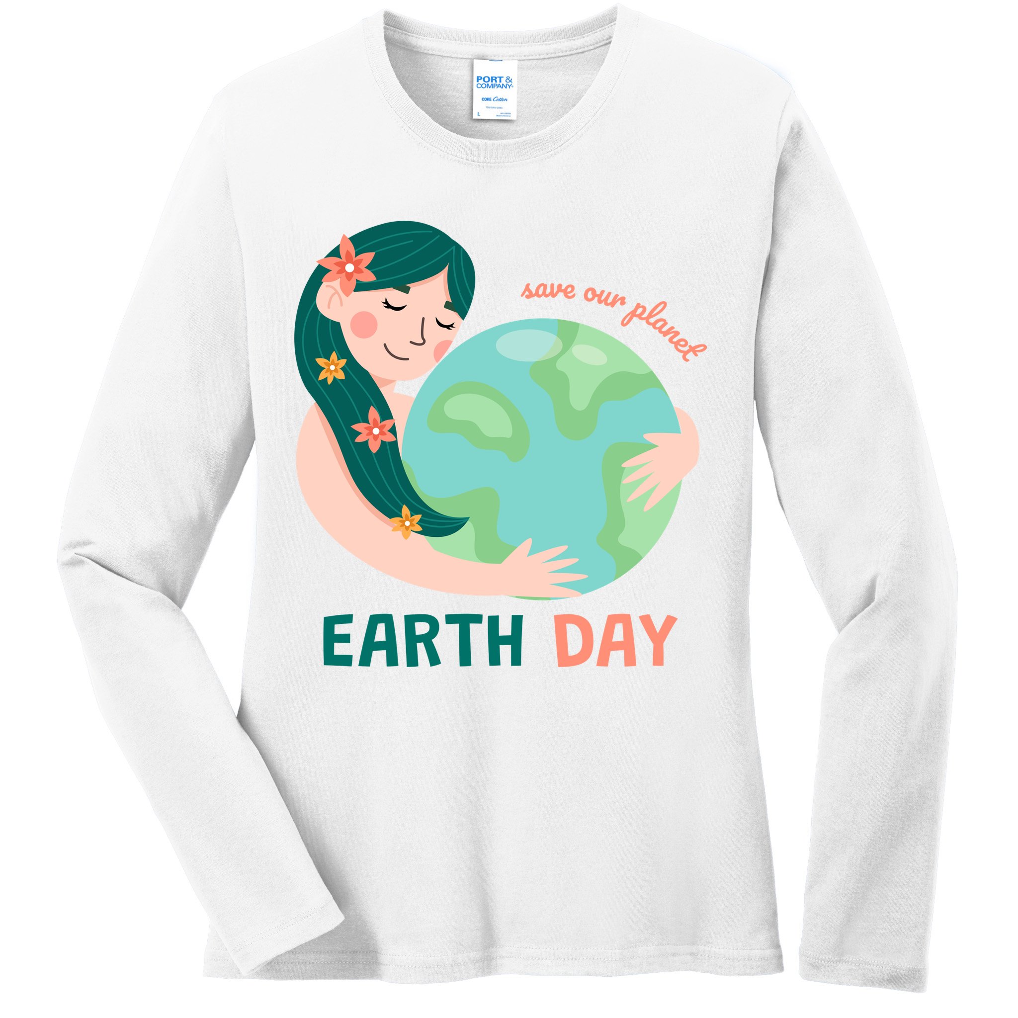 Save Our Planet Mother Earth Cute Ladies Long Sleeve Shirt