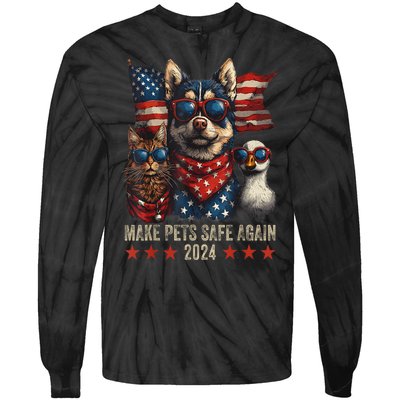 Save Our Pets Funny Make Pets Safe Again Trump 2024 Gift Tie-Dye Long Sleeve Shirt