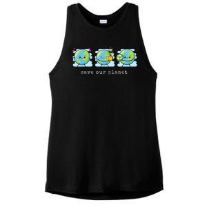 Save Our Planet Earth Day Awareness Cute Ladies PosiCharge Tri-Blend Wicking Tank