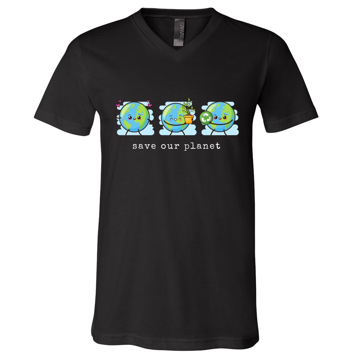 Save Our Planet Earth Day Awareness Cute V-Neck T-Shirt