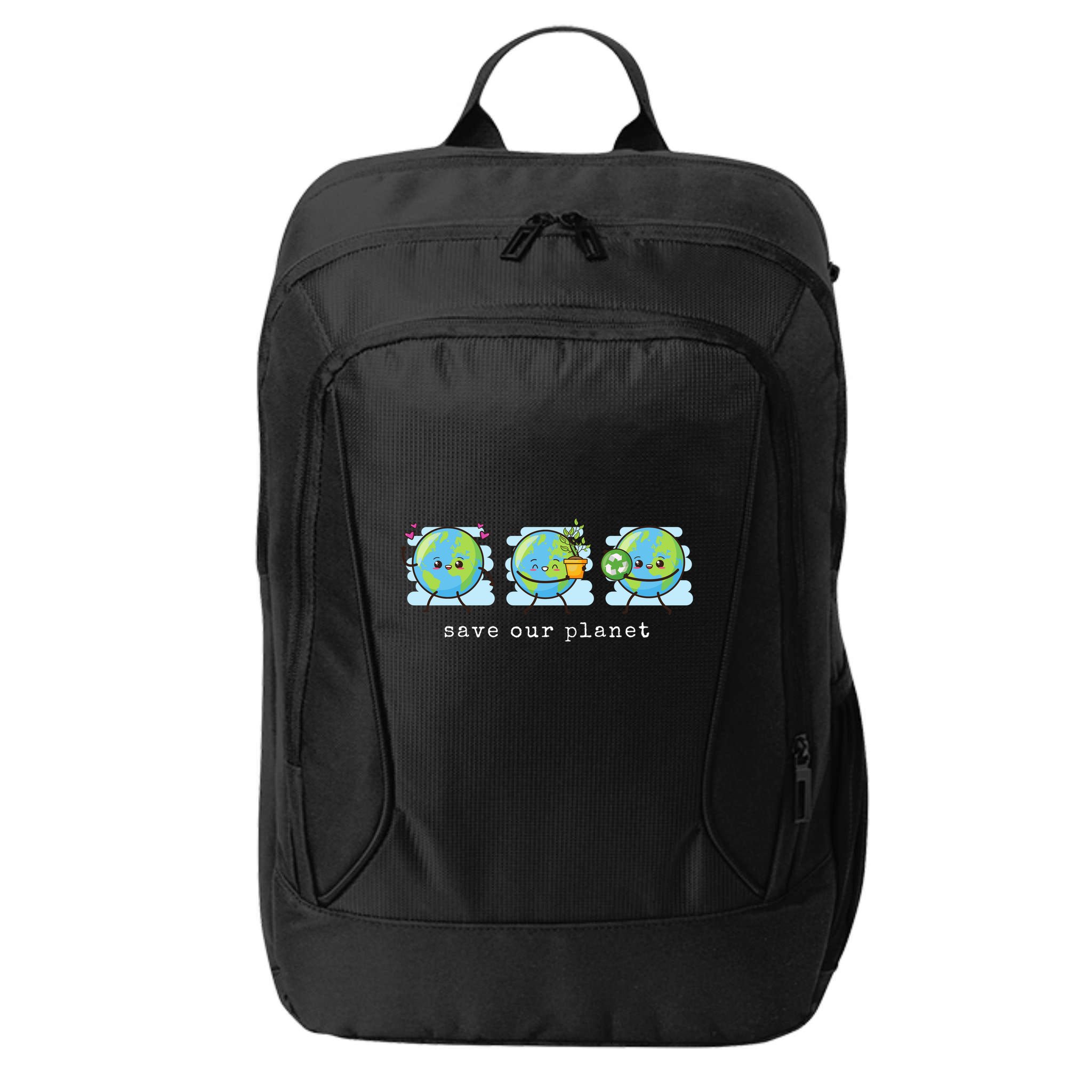 Save Our Planet Earth Day Awareness Cute City Backpack