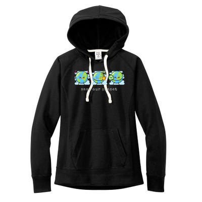 Save Our Planet Earth Day Awareness Cute Women's Fleece Hoodie