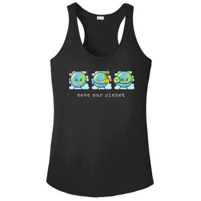 Save Our Planet Earth Day Awareness Cute Ladies PosiCharge Competitor Racerback Tank