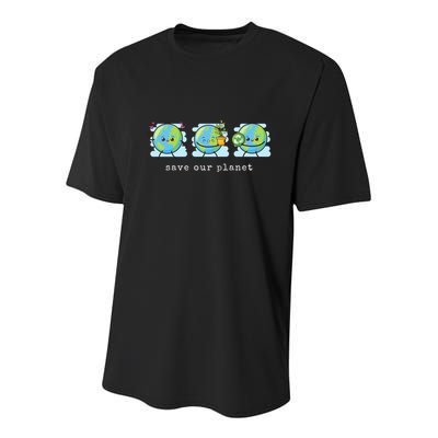 Save Our Planet Earth Day Awareness Cute Youth Performance Sprint T-Shirt