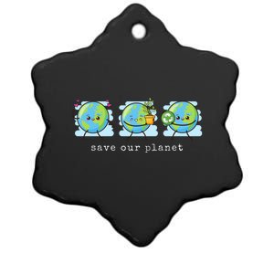 Save Our Planet Earth Day Awareness Cute Ceramic Star Ornament