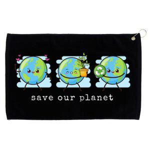 Save Our Planet Earth Day Awareness Cute Grommeted Golf Towel