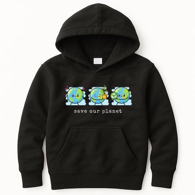 Save Our Planet Earth Day Awareness Cute Kids Hoodie