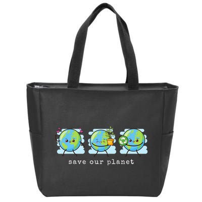 Save Our Planet Earth Day Awareness Cute Zip Tote Bag