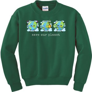 Save Our Planet Earth Day Awareness Cute Kids Sweatshirt