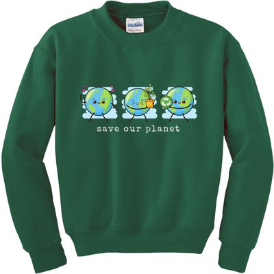 Save Our Planet Earth Day Awareness Cute Kids Sweatshirt