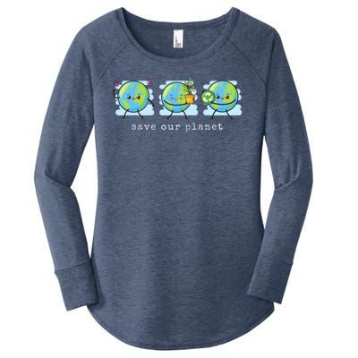 Save Our Planet Earth Day Awareness Cute Women's Perfect Tri Tunic Long Sleeve Shirt