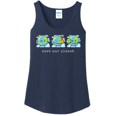 Save Our Planet Earth Day Awareness Cute Ladies Essential Tank