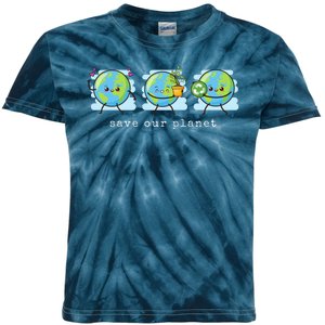 Save Our Planet Earth Day Awareness Cute Kids Tie-Dye T-Shirt