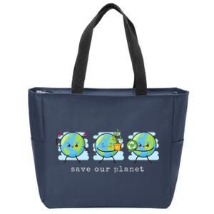 Save Our Planet Earth Day Awareness Cute Zip Tote Bag