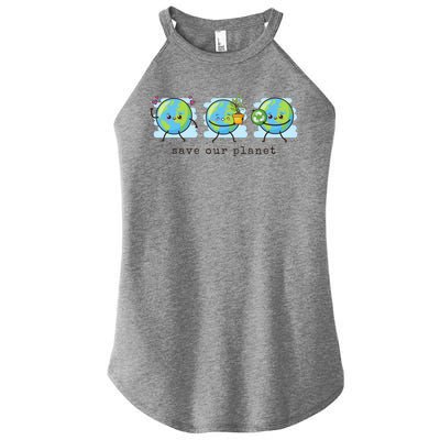 Save Our Planet Earth Day Awareness Cute Women's Perfect Tri Rocker Tank