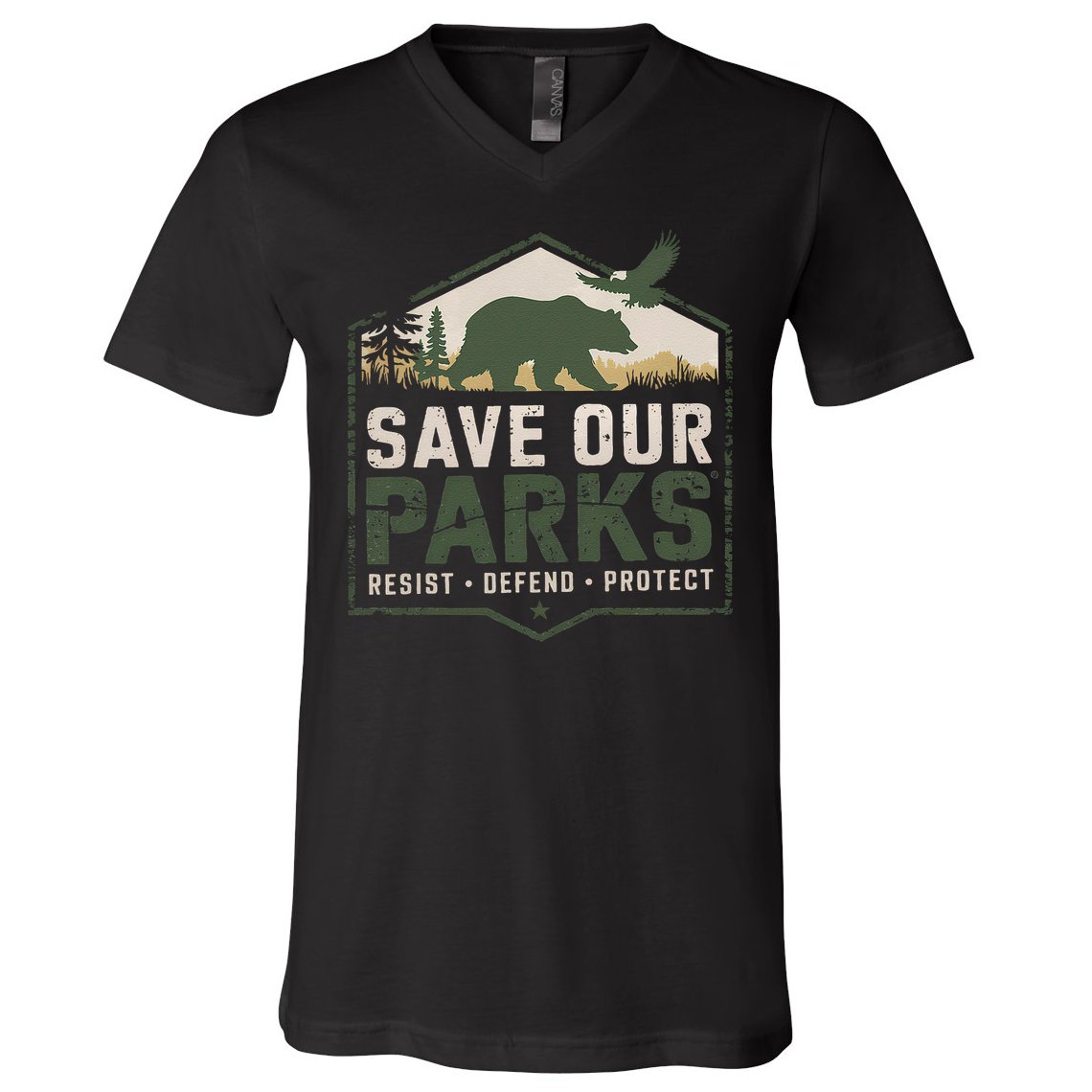 Save Our Parks Resist National Park Protect ALT US Parks V-Neck T-Shirt