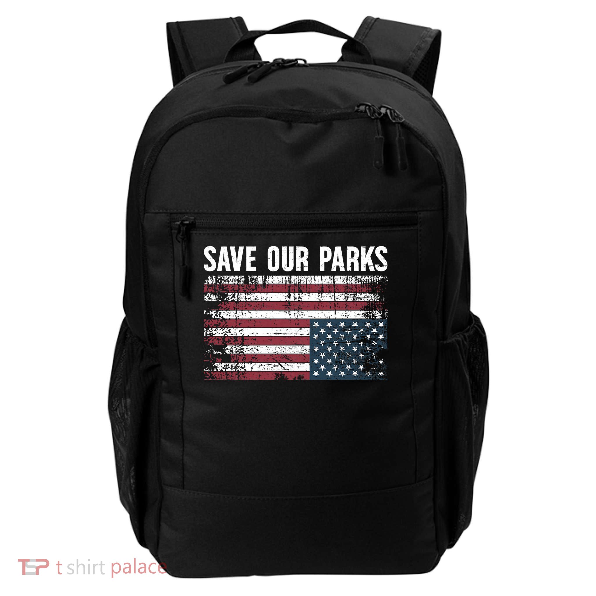 Save our parks, protect national parks upside down USA flag Daily Commute Backpack