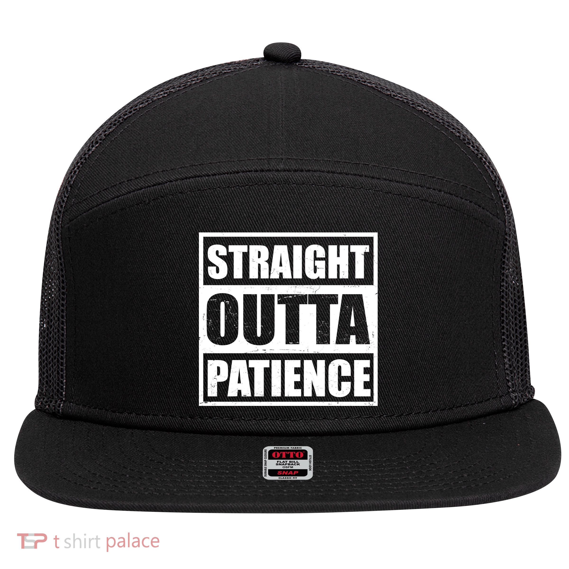 Straight Outta Patience Meme 7 Panel Mesh Trucker Snapback Hat