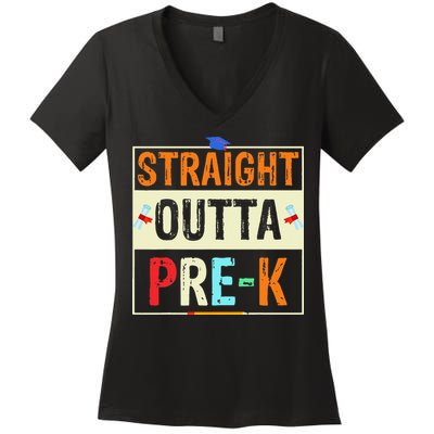 Straight Outta Pre K Preschool Graduation Gifts Women's V-Neck T-Shirt