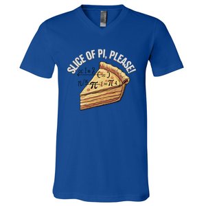 Slice Of Pi Please Funny Math Humor Pi Day Gift V-Neck T-Shirt