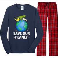 Save Our Planet Dinosaur Cute Earth Day Long Sleeve Pajama Set