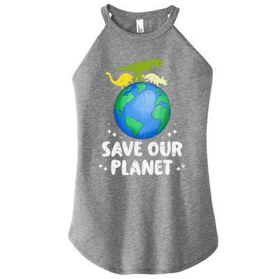 Save Our Planet Dinosaur Cute Earth Day Women’s Perfect Tri Rocker Tank