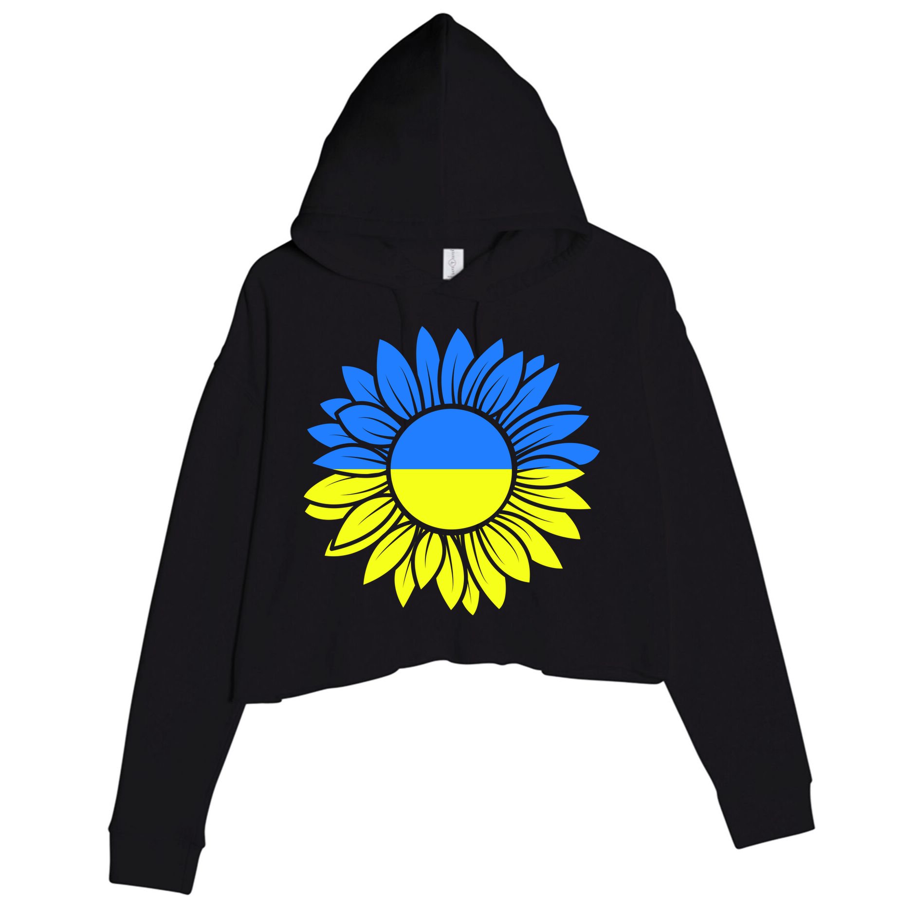 Sunflower Of Peace Ukraine Strong Vyshyvanka Crop Fleece Hoodie